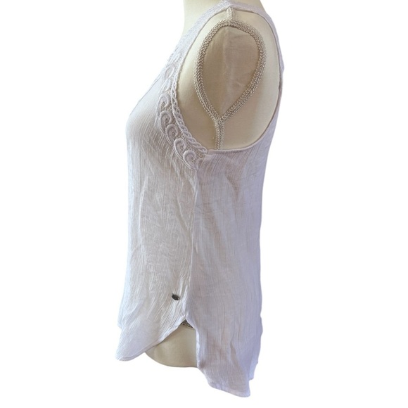Dex White Boho button down back Sleeveless Tank Top - Picture 3 of 6